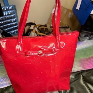 Kate Spade New York Patent Leather Tote – Red Polka Dot